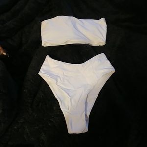 Zaful high waisted white swim suit